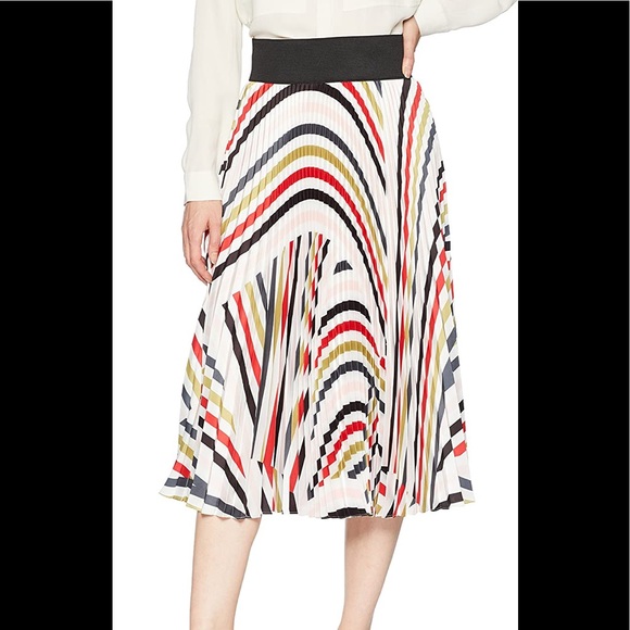 MILLY Pleated Striped Midi Skirt - Picture 5 of 5